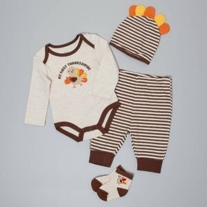 Baby Essentials® 4pc. 1st Thanksgiving Stripe Set 9 Month